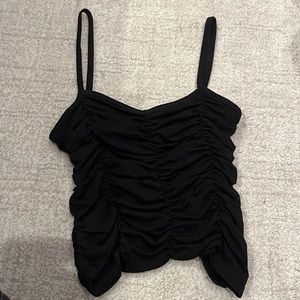 ruched black tank top